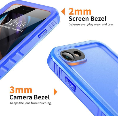 Cozycase Waterproof Case for iPhone SE 3rd 2022/iPhone SE 2nd 2020/iPhone 7/8 - Shockproof Full Body Rugged Case with Built-in Screen Protector Waterproof Case for iPhone SE3/SE2/7/8 (Frosted Blue)