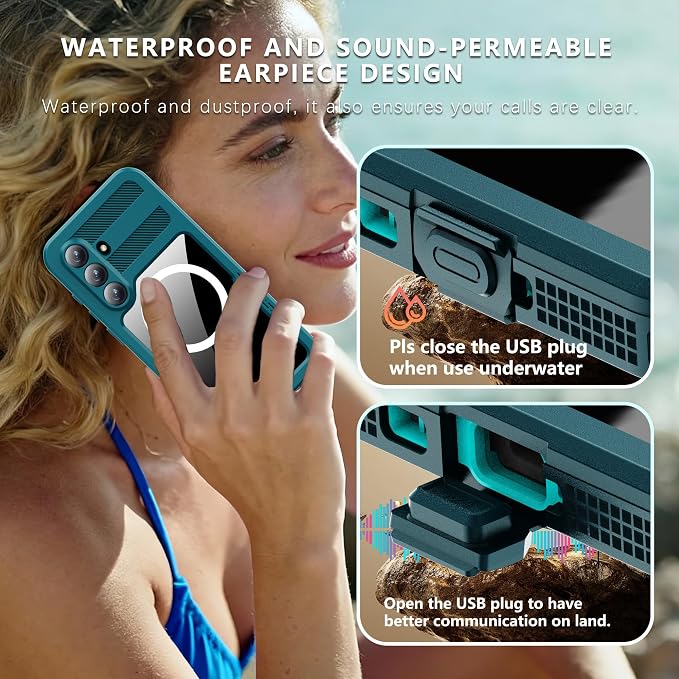 Guppy for Galaxy S26 Plus Magnetic Waterproof Case, Built-in Screen Protector [IP68 Waterproof][14FT Military Drop Proof] 360° Full Body Protection Dustproof Shockproof Heavy Duty Rugged Case, Cyan