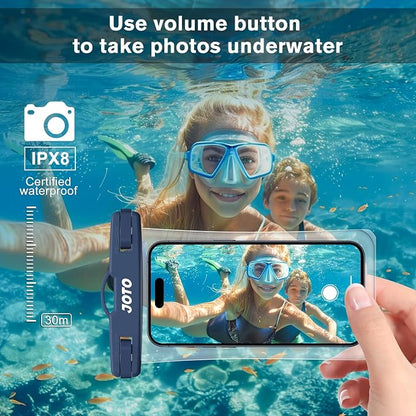 2 Pack JOTO Waterproof Phone Pouch Case Up to 7", IPX8 Underwater Phone Case Cellphone Dry Bag for iPhone 17/Air 16 15 14 13 12 Pro Max Xs Max XR X 8 7 6S Plus SE/Galaxy S24 S23 S22 S21 - Black & Navy