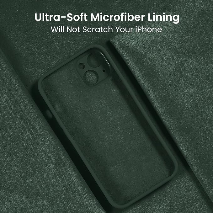 FireNova Designed for iPhone 14 Case, Silicone Upgraded [Camera Protection] Phone Case, Soft Anti-Scratch Microfiber Lining Inside, 6.1 inch, Alpine Green