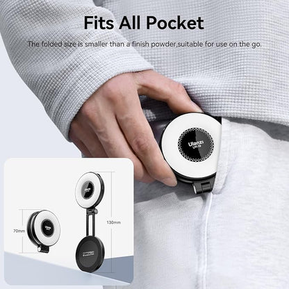 Fill Light for Magsafe LED Phone Light Attachment Selfie Ring Light Brightness Adjustable Compatible w Magsafe for iPhone Smartphone Vlogs/Photography/Video Conference Color White