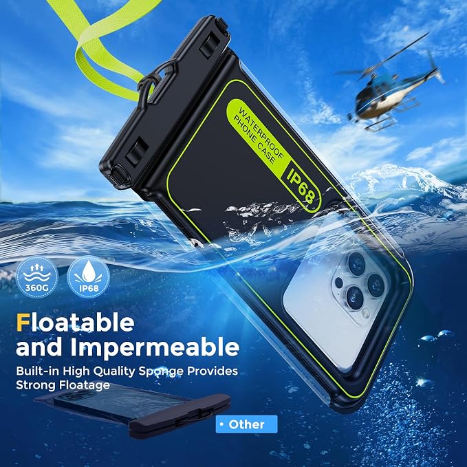 [2 Pcs] Humixx Floating Waterproof Phone Pouch [Sponge 20X Super Buoyancy] [Beach Travel Essentials], IP68 Waterproof Case Dry Bag for iPhone 15/14/13 Pro Max Samsung 24/23/22 Ultra Google Up to 8.8”