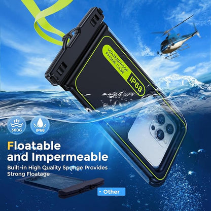 [2 Pcs] Humixx Floating Waterproof Phone Pouch [Sponge 20X Super Buoyancy] [Beach Travel Essentials], IP68 Waterproof Case Dry Bag for iPhone 15/14/13 Pro Max Samsung 24/23/22 Ultra Google Up to 8.8”
