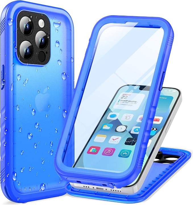 Cozycase for iPhone 15 Pro Max Waterproof Shockproof Dustproof Case - Heavy Duty/360 Full Body/Military Grade/Protective/Rugged 【8FT Drop Proof】 Built in Screen/Camera Protector with Lanyard Blue