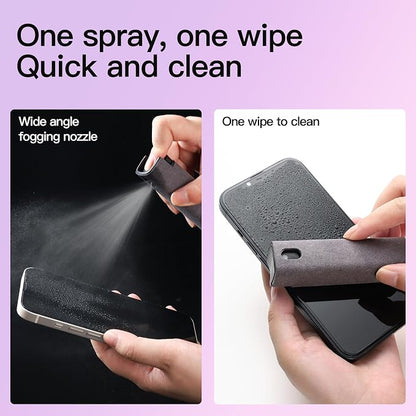 Screen Cleaner Kit, Two in One Screen Cleaner Spray and Wipe, Touchscreen Mist Cleaner Spray Bottle for Phone/Laptop/Tablet/TV/Monitor/Car Screens(Grey)