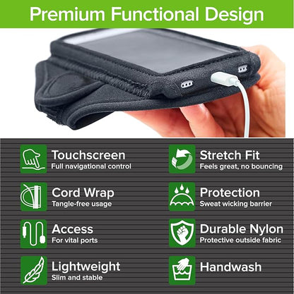 Tune Belt AB91 Running Armband – No-Slip Phone Holder for Runners – Fits iPhone 17 16 15 14 Pro/Plus & Galaxy S24 S23 – Comfortable Sweat-Resistant Neoprene (Black)