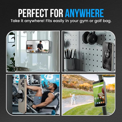 Magnetic Phone Holder for Gym with Dual-Sided N52 Super Magnets, Strong Magnetic Phone Mount for All Phones, Attaches to Metal Surfaces, Portable Gym Accessories for Men & Women, Secure Grip