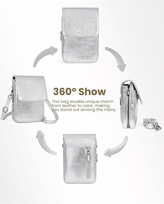 befen Genuine Leather Small Crossbody Bags for Women, Cell Phone Cross body Purse Bag with RFID Blocking Card Slots
