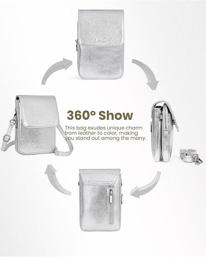 befen Genuine Leather Small Crossbody Bags for Women, Cell Phone Cross body Purse Bag with RFID Blocking Card Slots