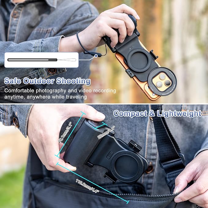 Upgraded 67mm Magnetic Phone Lens Filter Mount with Phone Camera Grip Kit for iPhone 17 Air 16 15 Pro Max,Filter Adapter Set w Cold Shoe & 1/4'' Hole Pull-Out to Fit Pro Max Plus(No Filters Include)