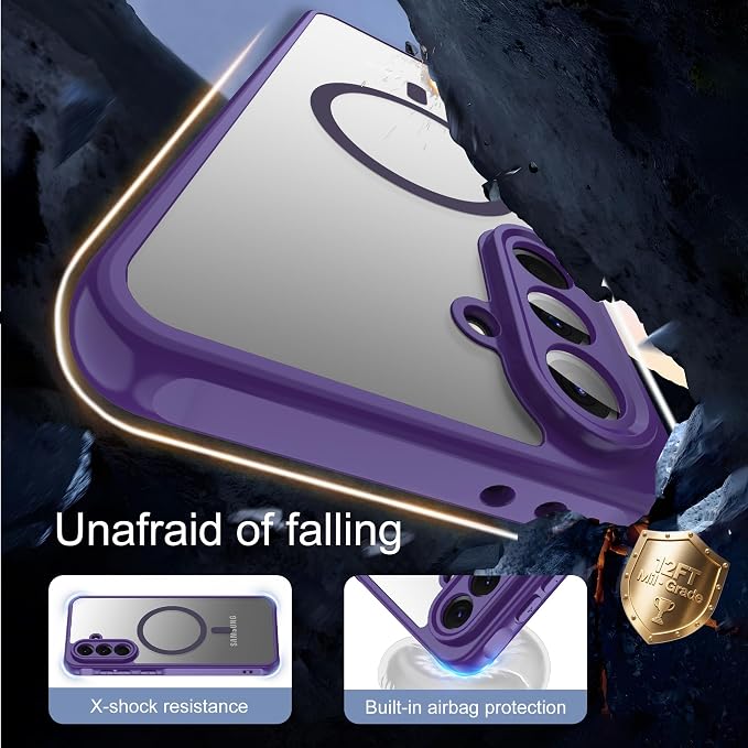for Galaxy A56 5G Phone Case: Samsung A56 Phone Case with 2PC Tempered Glass Screen Protector, Wireless Charging Samsung A56 5G Case Matte Translucent Soft-Touch & Shockproof Funda para A 56,Purple