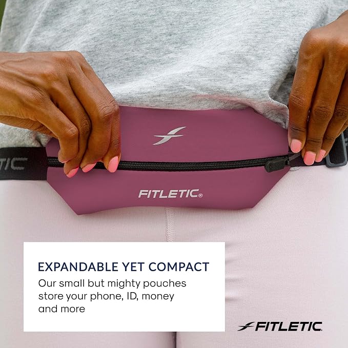 Fitletic Active Lifestyle Fanny Pack & Mini Sports Running Belt For Men & Women – Lightweight, Low Profile- Ultra-Soft Expandable Lycra Pouch - Fits All Phones – Inner Pocket