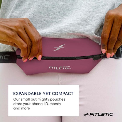 Fitletic Active Lifestyle Fanny Pack & Mini Sports Running Belt For Men & Women – Lightweight, Low Profile- Ultra-Soft Expandable Lycra Pouch - Fits All Phones – Inner Pocket