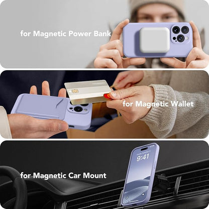 Magnetic for iPhone 13 Pro Max Case, Compatible with MagSafe, [Full Camera Protection][Screen Protector] Silicone Shockproof Protective Phone Case for iPhone 13 Pro Max 6.7", Lilac