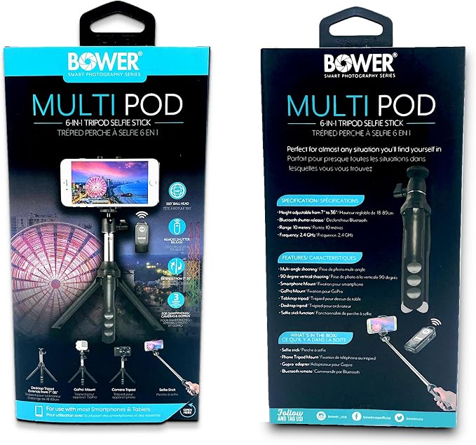 Bower Multipod 6-in-1 Tripod Selfie Stick with Remote Shutter for Smartphones