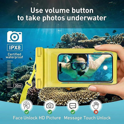 Waterproof Phone Case,with Inside Card Protector, IPX8 Cell Phone Dry Bag Up to 8.3" for iPhone 17 16 15 14 13 12 Pro Max XS Plus Galaxy S22, Cruise Vacation Essentials, 2 Pack Black &Yellow