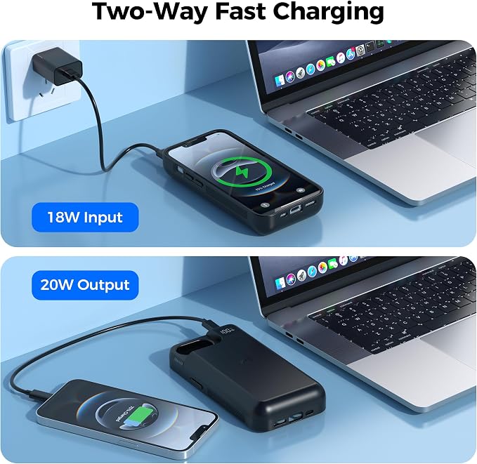 Mavulo Battery Case for iPhone 16e/17e, 8000mAh Portable Power Bank USB-C Fast Charging, Fast Charger, Protective Rechargeable Charger Case for iPhone 16e & iPhone 17e 6.1", Black