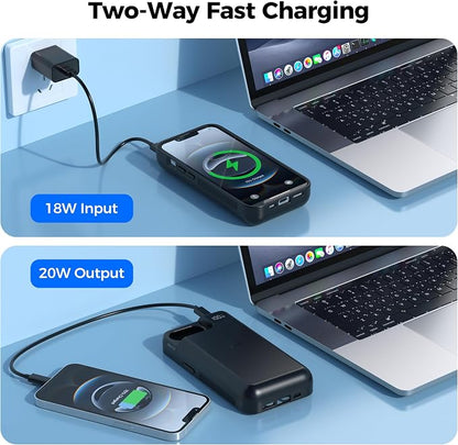 Mavulo Battery Case for iPhone 16e/17e, 8000mAh Portable Power Bank USB-C Fast Charging, Fast Charger, Protective Rechargeable Charger Case for iPhone 16e & iPhone 17e 6.1", Black