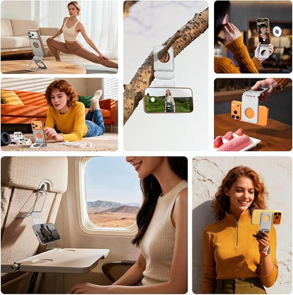 ULANZI PS01 Magnetic Phone Tripod Stand, 2 in 1 Foldable Cell Phone Stand with Card Holder, Adjustable Desktop Phone Tripod Foldable Free Heights Adjustment Selfie Stick for iPhone/Desk/Plane/Travel