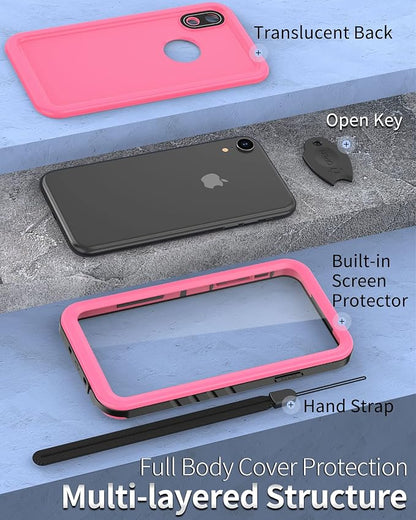 SPORTLINK Compatible with iPhone XR Waterproof Shockproof Case - Full Body Heavy Duty Underwater Dustproof Rugged 360 Protective Military Grade Outdoor 6.1 Inch with Camera/Screen Protector (Pink)
