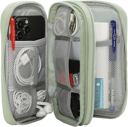 CAAORDKSO Cord Organizer Travrel Bag, Electronic Organizer Travel Case, Water Resistant Cable Organizer Pouch for Cable, Cord, USB, Charger, Phone, Power Bank, Earphone (Mint Green, Medium)
