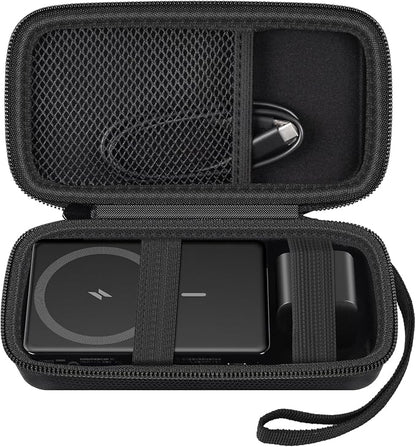 Case for Anker Magnetic Battery 10,000mAh Foldable Wireless Portable Charger, 633/622/621/321 5,000mAh Power Bank (MagGo) Holder, Storage for Baseus Power Delivery -Case Only (Black, Large)