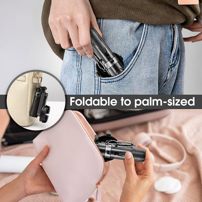 Magnetic Tripod for Phone,2 in 1 for Magsafe Stand＆ Clip Portable Pocket Size Selfie Stick for Android/iPhone,Phone Holder with Wireless Rechargeable Remote Control for Photography, Live Streaming
