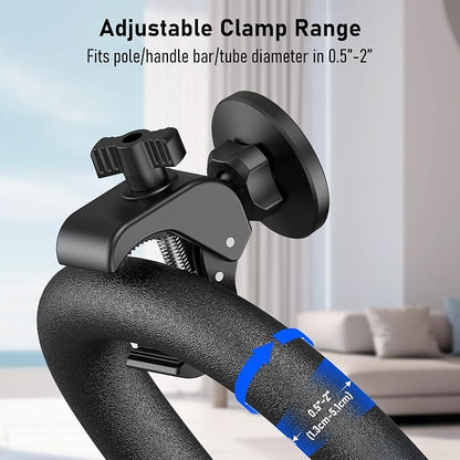 Magnetic Phone Holder Clamp Mount – 20 x N52 Strong Magnet Mount for Gym, Spin Bike (Fits Peloton), Treadmill, Stroller, Golf Cart, Shopping Cart – Compatible with Mag-Safe iPhone 12-17 Series