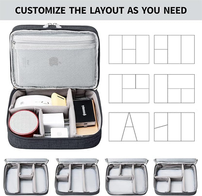 Lanola Custom Personalized Travel Cable Organizer Bag, Electronic Accessories Case Portable Double Layer Cable Storage Bag with DIY Dividers & Custom Photo Text for Men Women (Black)