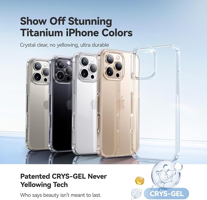 CASEKOO for iPhone 16 Pro Max Case Crystal Clear, [Never Yellow Technology] [12FT Military-Grade Protection] Slim Thin Transparent Cover for iPhone 16 ProMax Phone Case 6.9 inch, Clear