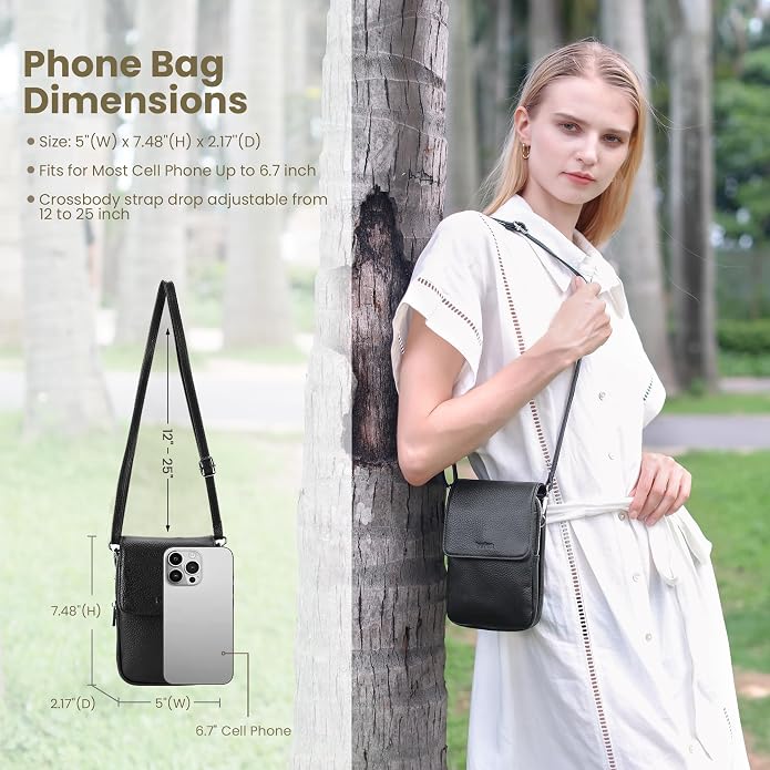 befen Genuine Leather Small Crossbody Bags for Women, Cell Phone Cross body Purse Bag with RFID Blocking Card Slots
