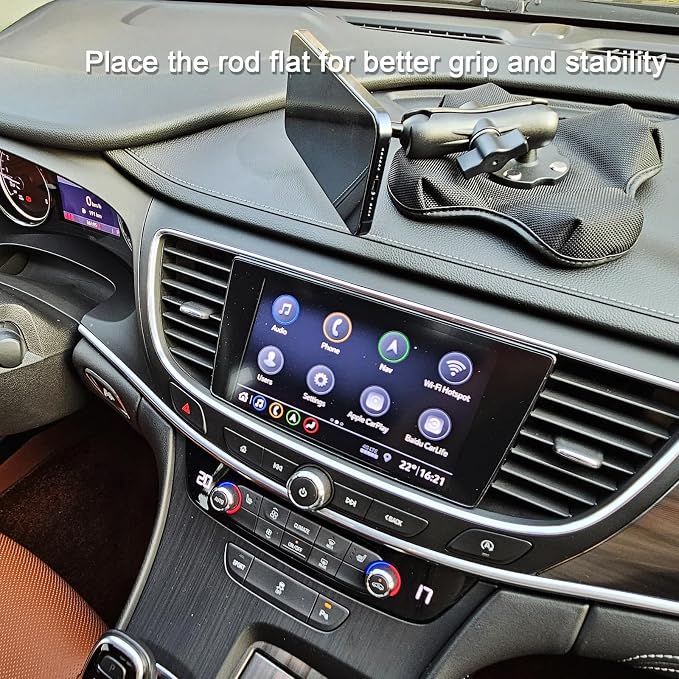 Magnetic Phone Holder for Desk&Car Dash,Aluminum Arm, Non-Slip Beanbag Base, 360° Rotation at 3 Points, Compatible with MagSafe iPhone 12-16 Series, Fits RAM B Size 1" Ball