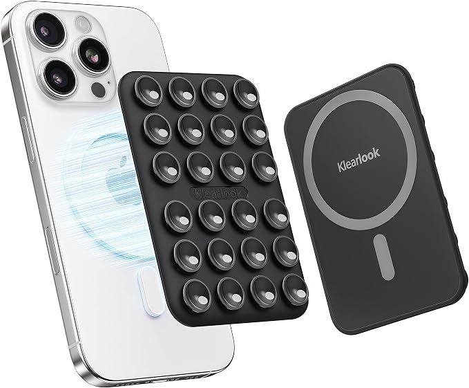 Klearlook Magnetic Suction Phone Mount for MagSafe Case, Removable Sticky Phone Grip Holder for Hands-Free Makeup/Selfie/Live Streaming/Vlog for TikTok & Instagram Influencer/Creator, Black