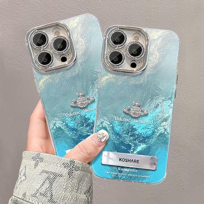 Case for iPhone Case, |Glass Lens Protector|Reflective|Sparkle & Glitter Design|Portable Bracket，It's a Great Gift for Girls (Purple, iPhone 14 pro max case)