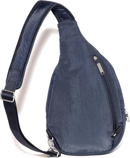 Baggallini Securtex® Anti-Theft Multi Zip Sling - Lightweight 8.6"x15.2" Travel Bag with Locking Zippers & RFID Protection