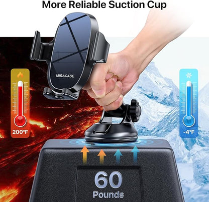 Miracase 3-in-1 Cell Phone Holders for Your Car, Universal Car Phone Holder Mount for Dashboard Air Vent Windshield Compatible with iPhone16 15 14 13 12 13 Pro Max Xs XR X, Galaxy Black