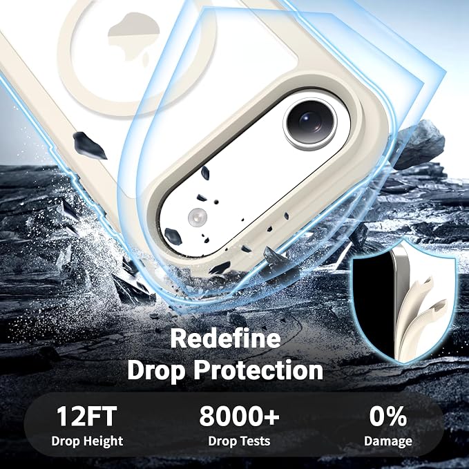 jaroco Magnetic for iPhone Air Case, [Compatible with MagSafe][Military Grade Drop Protection][Heavy Duty Protection][Non-Slip][Shockproof] 2-Layer Durable Bumper Phone Case 6.5''-Antique White