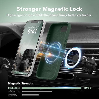 Magnetic for iPhone 17e/iPhone 16e Case, Compatible with MagSafe, [Soft Anti-Scratch Microfiber Lining] Slim Silicone Shockproof Protective Phone Case for iPhone 17e/16e 6.1", Alpine Green