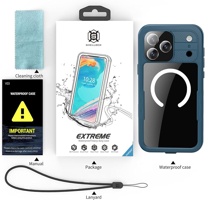 Losin Compatible with iPhone 17 Pro Max Waterproof Case, [Compatible with MagSafe] [Built-in Screen Protector], Full Body Protection Military Grade Shockproof Case, Teal