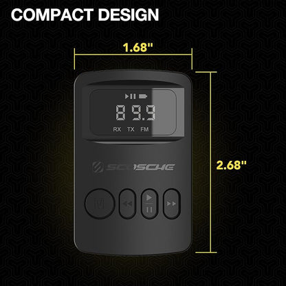 Scosche BTTRFM-SP1 Portable Bluetooth Transmitter/Receiver, FM Transmitter and Wireless Audio Receiver for TV, Headphones, Home/Car Stereo, Airplane Entertainment and more, up to 7 Hour Battery Life