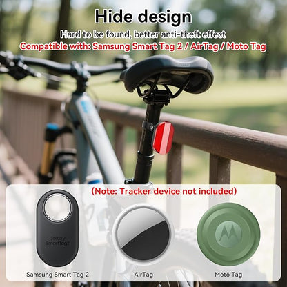 Upgraded Bike Mount for Samsung Smart Tag 2 & Moto Tag & for AirTag Holder Hidden - Waterproof Anti-Theft Bike Reflectors GPS Tracker Case with Screws & Tools, for Mountain Bikes/Scooter/E-Bicycle
