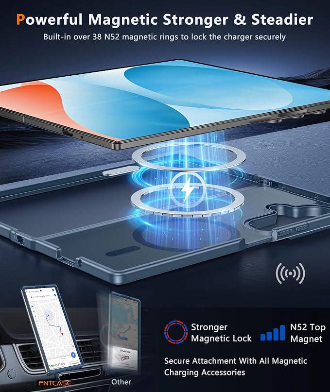 FNTCASE for Samsung Galaxy Z Fold7 Case: [Fit for Magsafe] [Screen Protector] Magnetic Translucent Matte, Military Grade Drop Protection, Shockproof Protective for Fold 7 Phone Cover (Blue 8.0 inch)