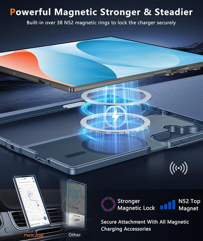 FNTCASE for Samsung Galaxy Z Fold7 Case: [Fit for Magsafe] [Screen Protector] Magnetic Translucent Matte, Military Grade Drop Protection, Shockproof Protective for Fold 7 Phone Cover (Blue 8.0 inch)