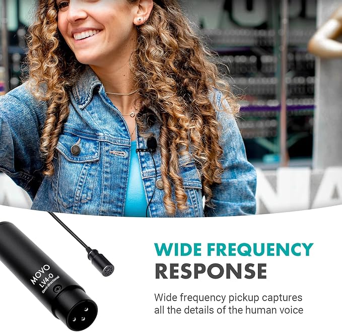 Movo LV4-O Phantom Power Omnidirectional XLR Lavalier Microphone with Metal Lapel Mic Clip and Windscreen - Great External Lav Mic for Filming, Podcast, Livestream, Interviews, or YouTube Recording