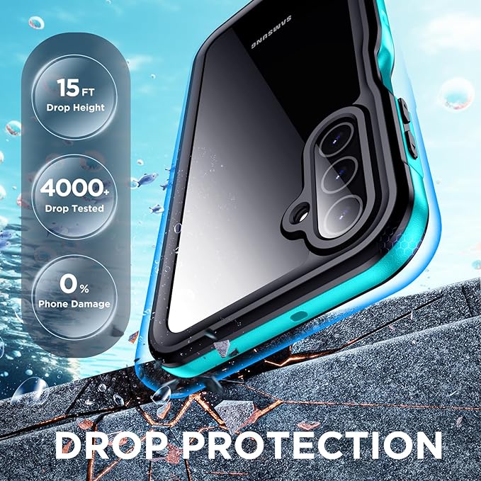 for Samsung Galaxy A15 5G Case Waterproof, [IP68 Underwater][Dropproof][Dustproof][Real 360] [Non-Slip] Heavy Duty Tough Rugged Shockproof Protective Phone Case for Galaxy A15 5G 6.5",Teal