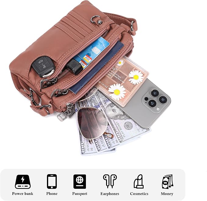 MINICAT Multiple Pockets Small Crossbody Purse Cell Phone Purse Shoulder Bags for Women Cross Body Bag for Woman