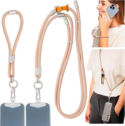 Pulpo 2 in 1 Anti Theft Phone Lanyard and Wrist Strap for iPhone and Android, Adjustable Cell Phone Leash and Universal Tether, Hands Free Strap for Travel Running and Everyday Use, Dusty Pink