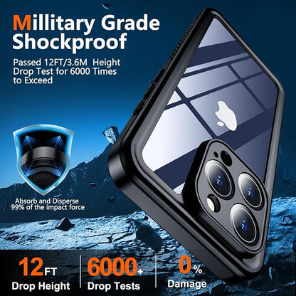SPIDERCASE for iPhone 15 Pro Case Waterproof, Built-in Lens & Screen Protector, Full Heavy Duty Protection, 12FT Military Shockproof, Dustproof, Anti-Scratched Phone Case,Purple