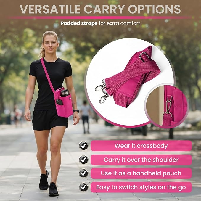 Magnetic Gym Bag Magnetic Gym Water Bottle Bag Water Bottle Holder With Magnet Pocket For Phone Keys Shaker Wallet Crossbody Workout Golf Cart Men Women Pink