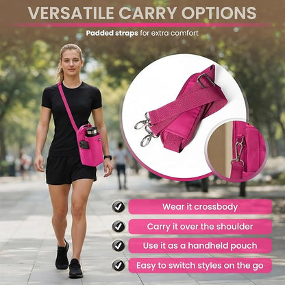 Magnetic Gym Bag Magnetic Gym Water Bottle Bag Water Bottle Holder With Magnet Pocket For Phone Keys Shaker Wallet Crossbody Workout Golf Cart Men Women Pink